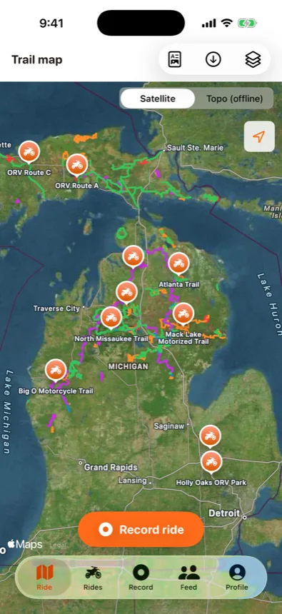 Statewide satellite trail map